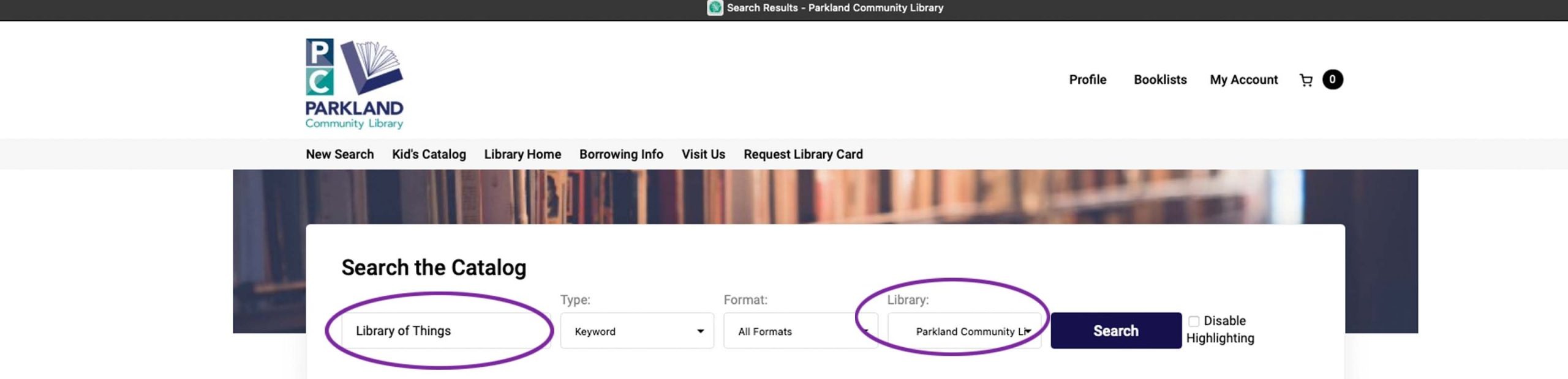 Search catalog banner
