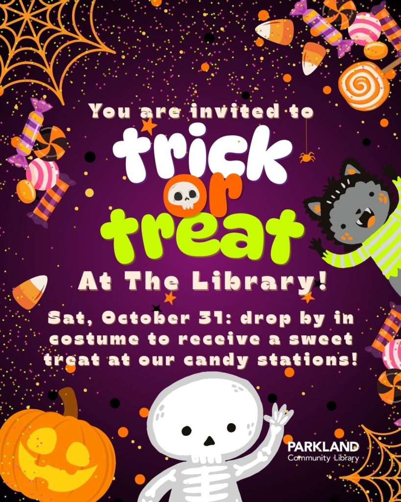 Trick-Or-Treat at PCL, All day, drop-by in costume